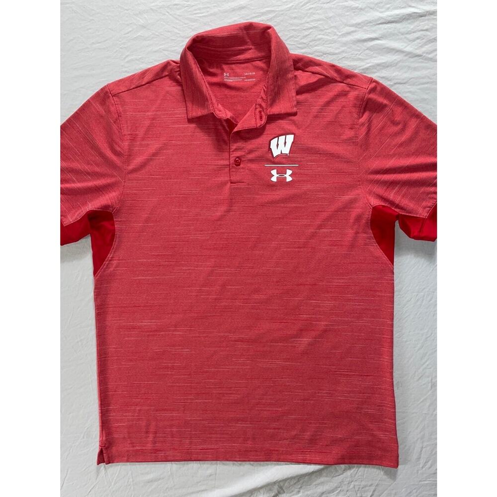 Under Armour Heat Gear Loose Polo Golf Shirt. University of Wisconsin. Men's L.